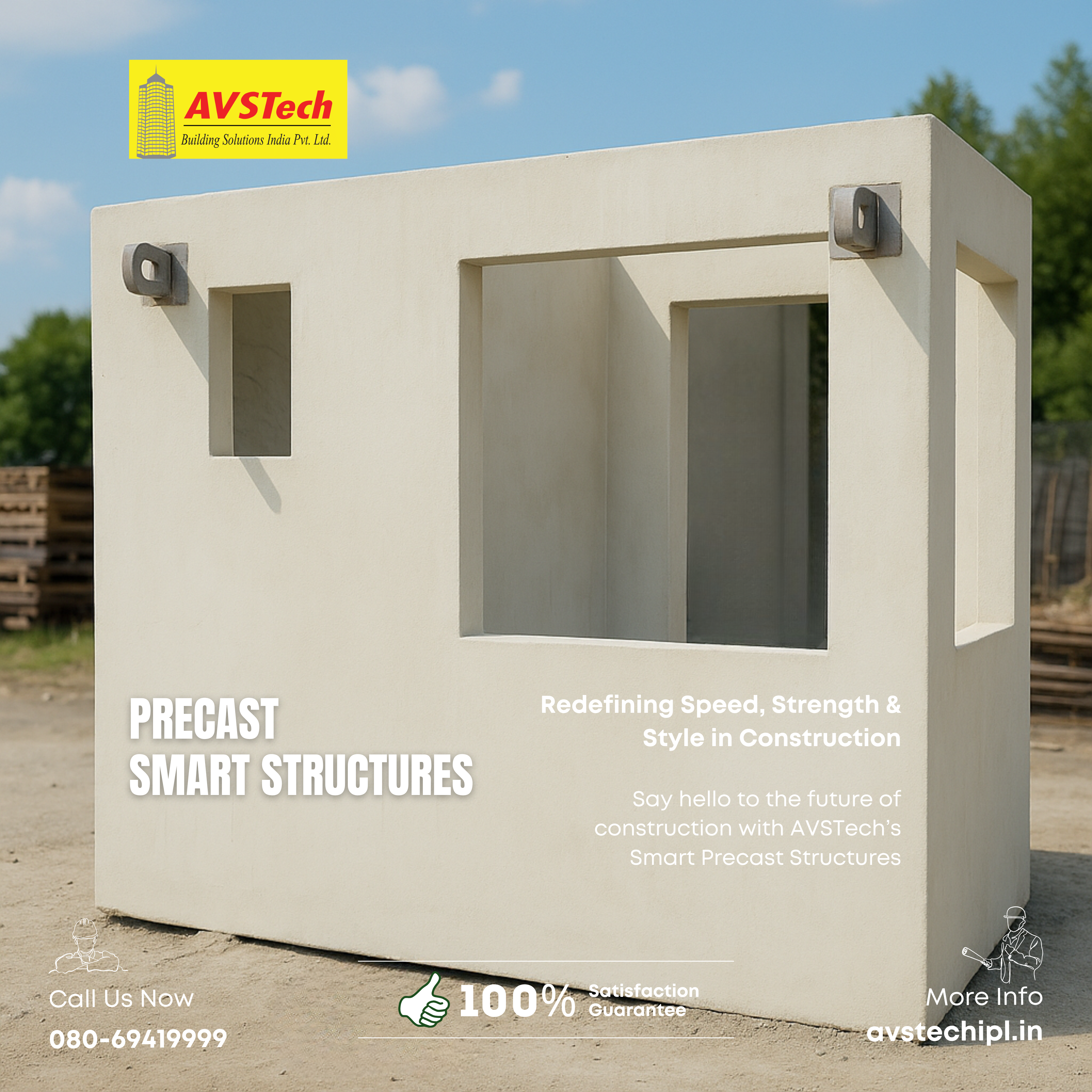 Smart Precast Structures by AVSTech – Redefining Speed, Strength & Style in Construction Build Bold. Build Brilliant. Build on Time, With AVSTech Smart Precast Structures!