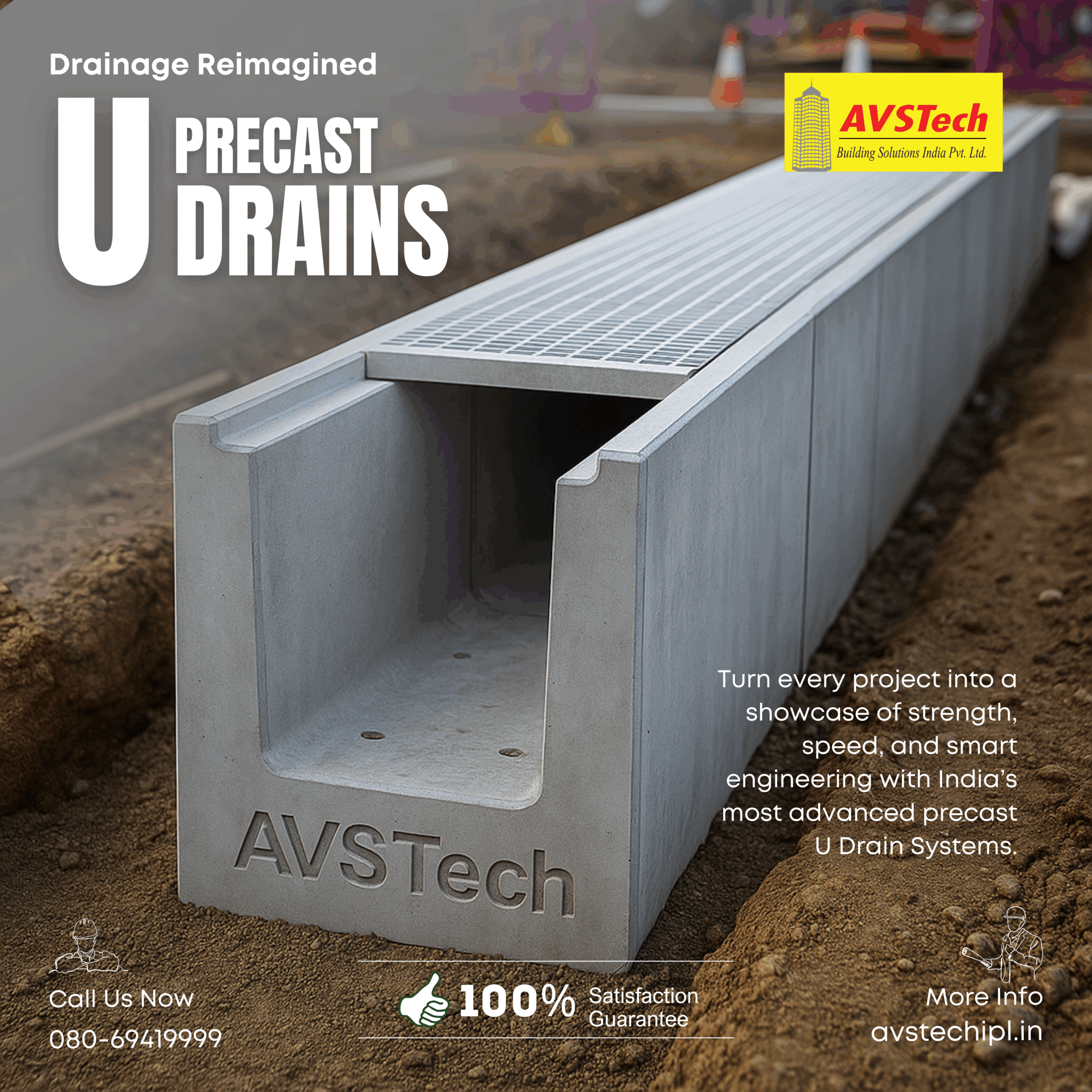 Drainage Reimagined: Build to Last with AVSTech Precast U Drains!