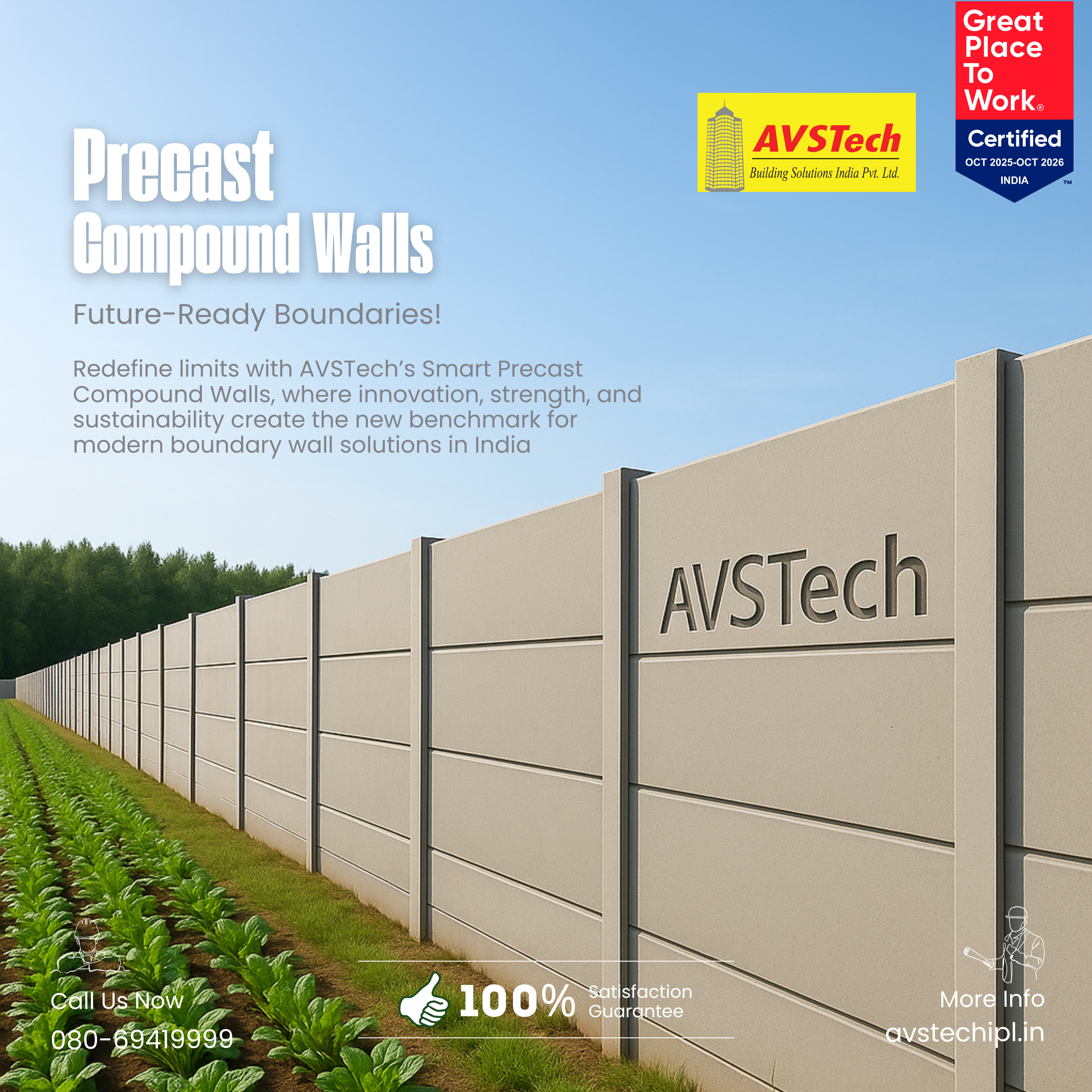 Precast Compound Walls by AVSTech Building Solutions, Bangalore -Future-Ready Boundaries!