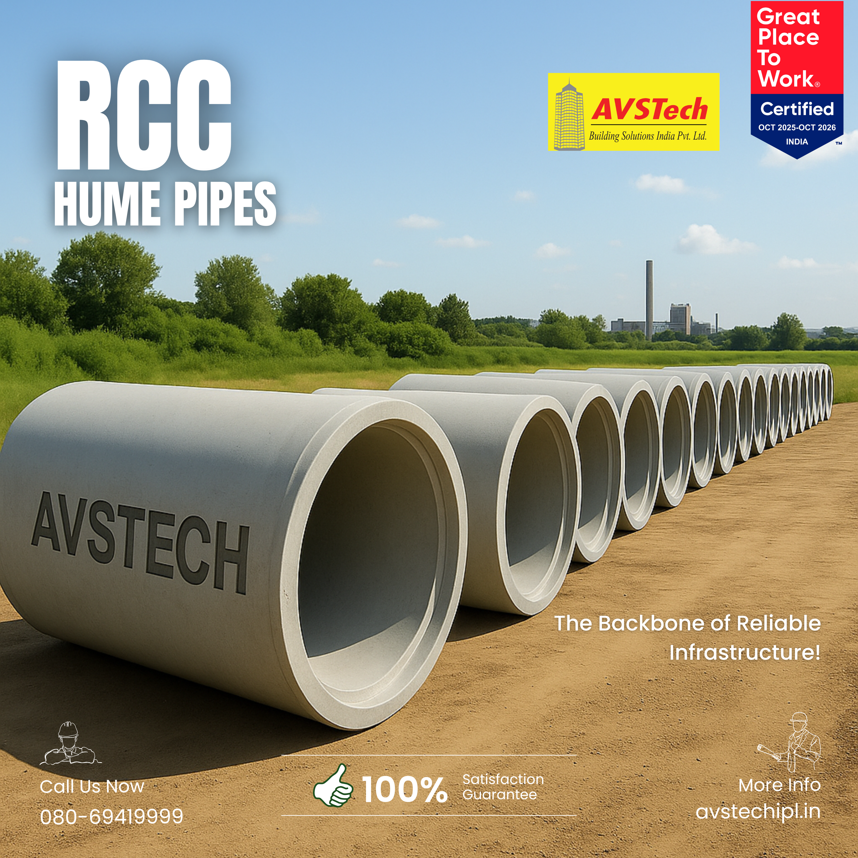 RCC Hume Pipes for unmatched strength, precision, and sustainability in your construction projects across Bangalore and Karnataka. Engineered with premium-grade cement and reinforced steel, each pipe boasts exceptional load resistance and weatherproof durability, built to last decades under the toughest conditions.