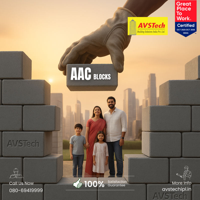 AAC (Autoclaved Aerated Concrete) Blocks are designed exactly for that purpose, to build homes, schools, and towers that are lighter on the structure, kinder to the planet, and safer for the people who live inside. With factory-controlled production and uniform sizes, AVSTech AAC Blocks make every project faster, cleaner, and more predictable, helping builders deliver quality walls with fewer joints, less mortar, and less waste.